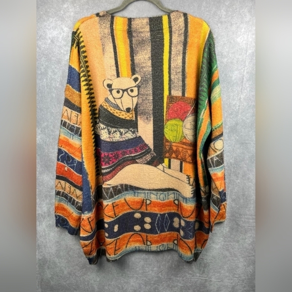 YESNO Womens Oversized Teddy Bear Graphic Pullover Wool Cotton Sweater Size 3XL - Picture 6 of 12